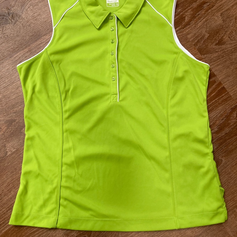 Women's Slazenger Bright Green Sleeveless Polo Golf Tennis Tank Top XL EUC